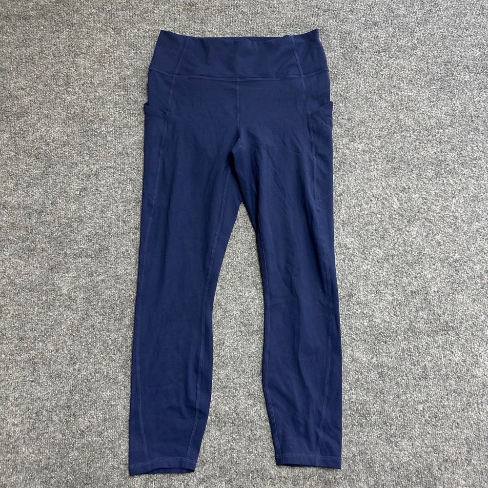 Fabletics Leggings Womens Size M Navy Blue High Waisted Pockets Athletic Yoga